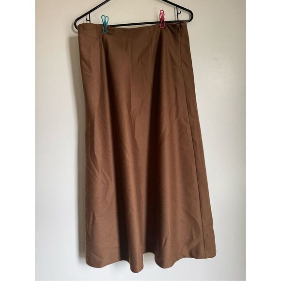Vintage Chadwick's 100% Wool Women's Brown ALine Midi Skirt sz 12 Preppy Career - Picture 2 of 4